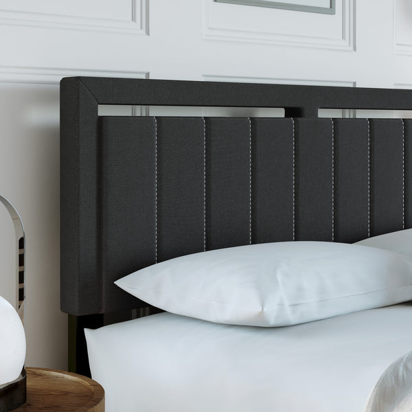 Beaumont Faux Leather / Senata Linen - Upholstered Platform Bed