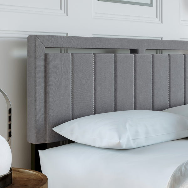 Beaumont Faux Leather / Senata Linen - Upholstered Platform Bed