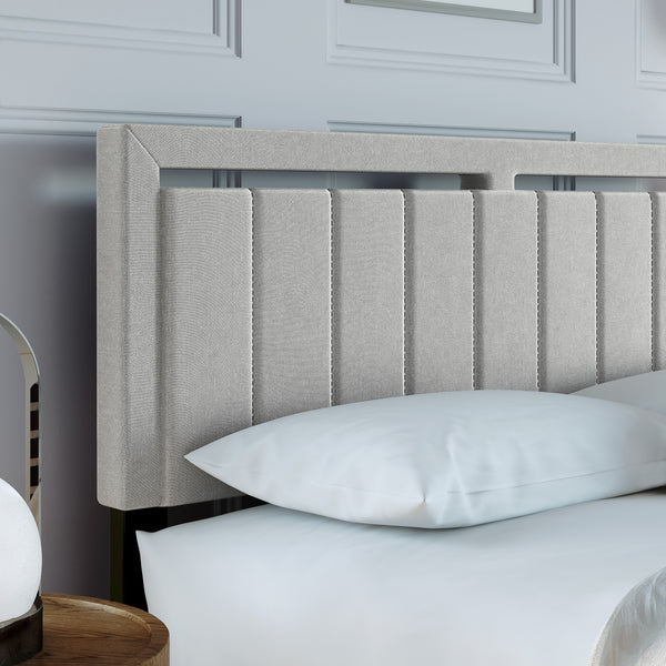 Beaumont Faux Leather / Senata Linen - Upholstered Platform Bed