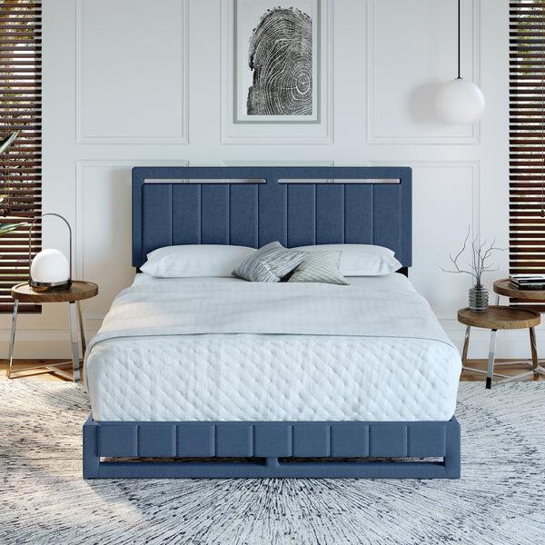 Beaumont Faux Leather / Senata Linen - Upholstered Platform Bed