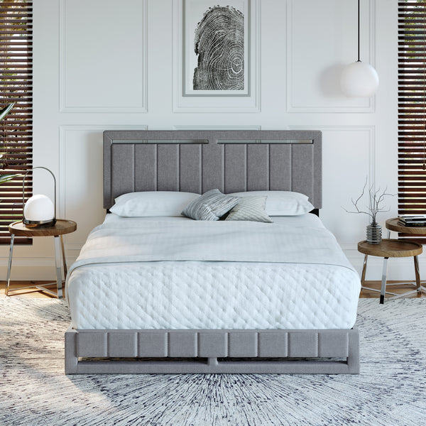 Beaumont Faux Leather / Senata Linen - Upholstered Platform Bed