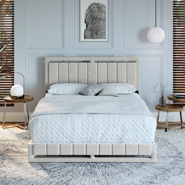 Beaumont Faux Leather / Senata Linen - Upholstered Platform Bed
