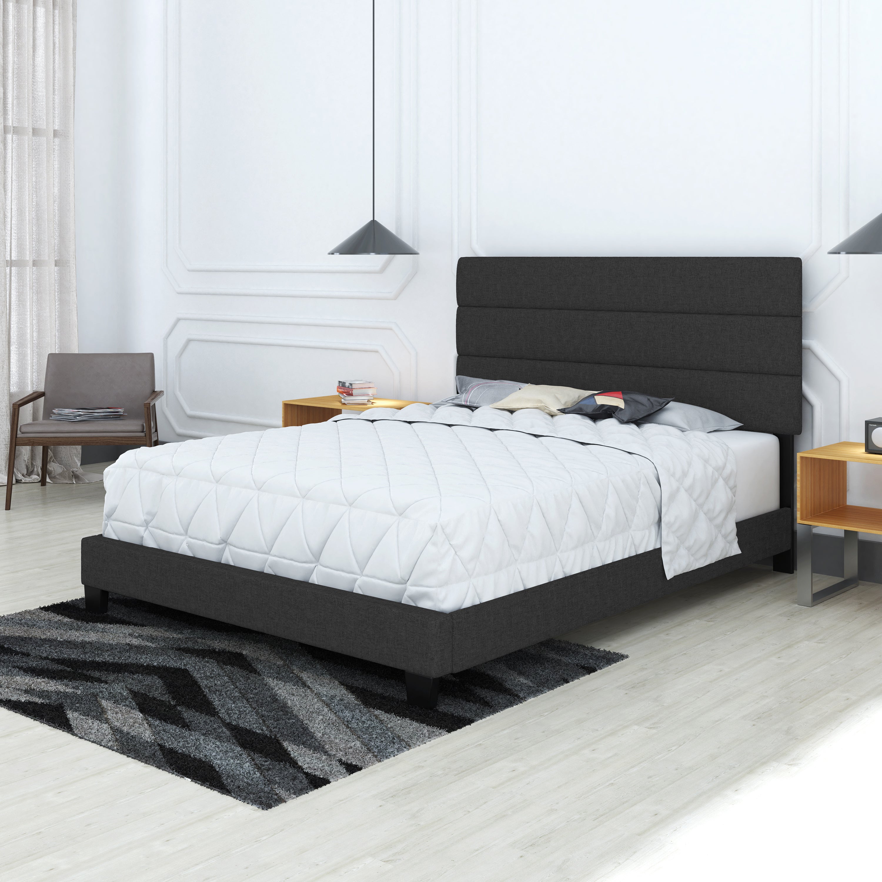 Sicily Linen Upholstered Platform Bed