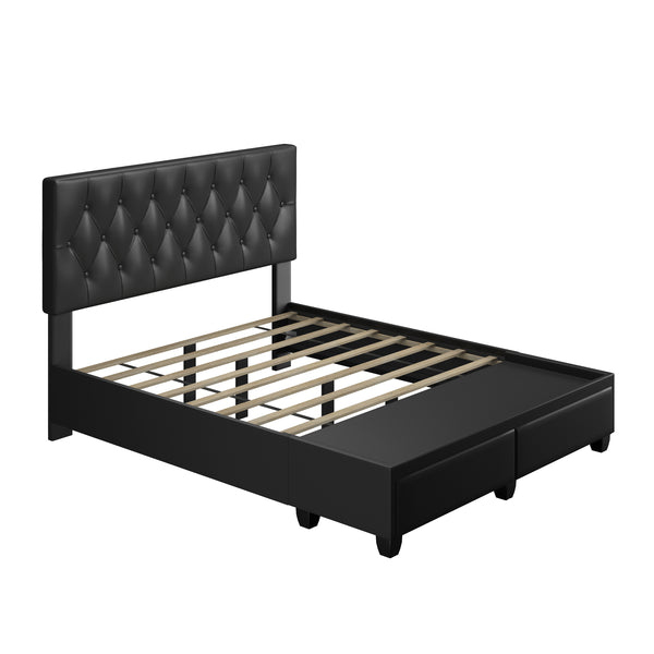 Verona Faux Leather / Salerno Linen - Platform Storage Bed