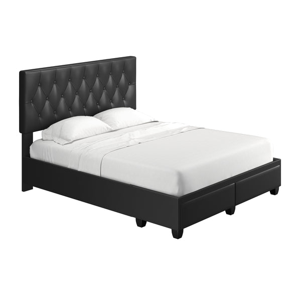 Verona Faux Leather / Salerno Linen - Platform Storage Bed