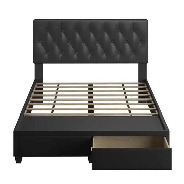 Verona Faux Leather / Salerno Linen - Platform Storage Bed