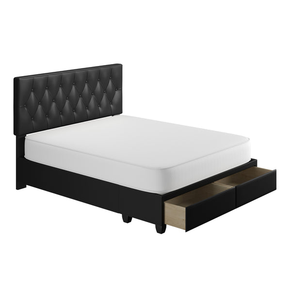 Verona Faux Leather / Salerno Linen - Platform Storage Bed