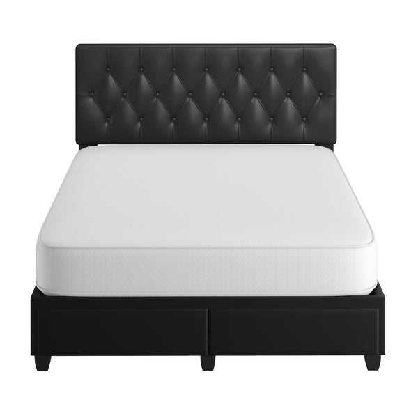 Verona Faux Leather / Salerno Linen - Platform Storage Bed