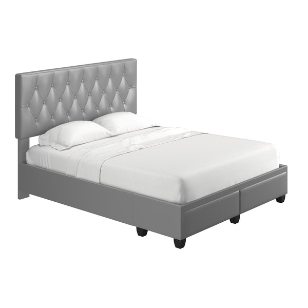 Verona Faux Leather / Salerno Linen - Platform Storage Bed