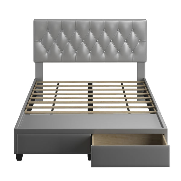 Verona Faux Leather / Salerno Linen - Platform Storage Bed