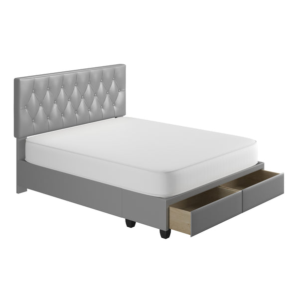 Verona Faux Leather / Salerno Linen - Platform Storage Bed