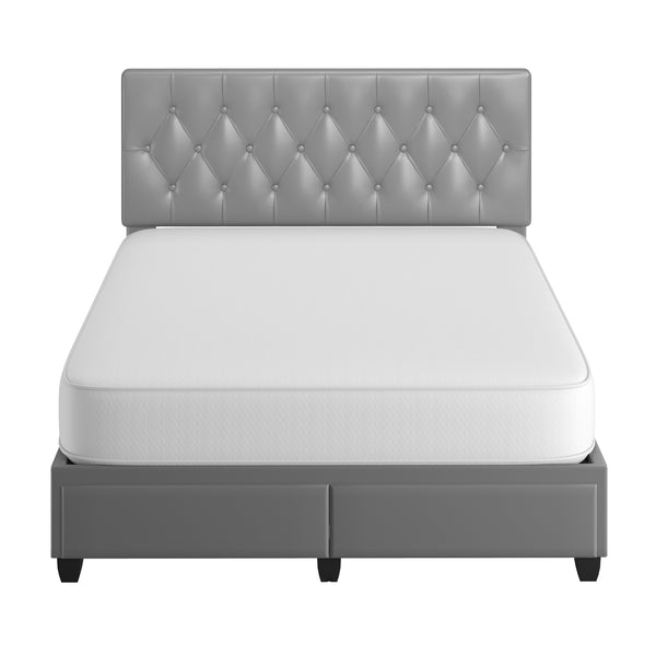 Verona Faux Leather / Salerno Linen - Platform Storage Bed
