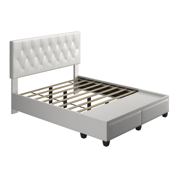 Verona Faux Leather / Salerno Linen - Platform Storage Bed