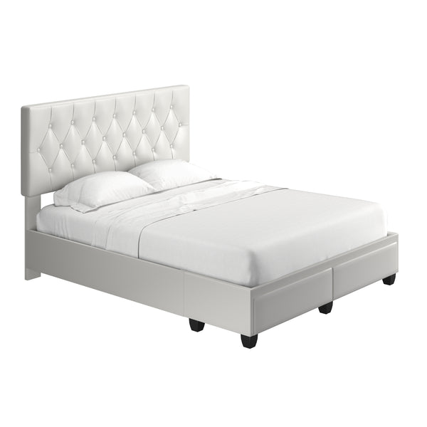 Verona Faux Leather / Salerno Linen - Platform Storage Bed