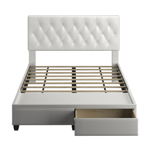 Verona Faux Leather / Salerno Linen - Platform Storage Bed