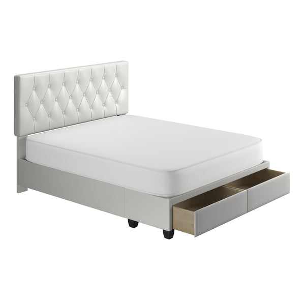Verona Faux Leather / Salerno Linen - Platform Storage Bed