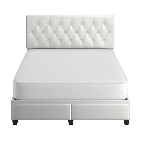 Verona Faux Leather / Salerno Linen - Platform Storage Bed
